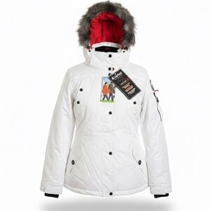 KILLTECH Technical Outdoor Level 3  Women's White Ski Hooded Puffer Coat  Size S